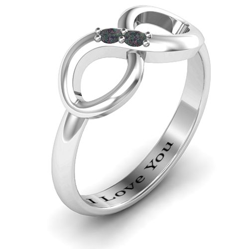 "Twosome" Infinity Ring – Sterling Silver with Alexandrite