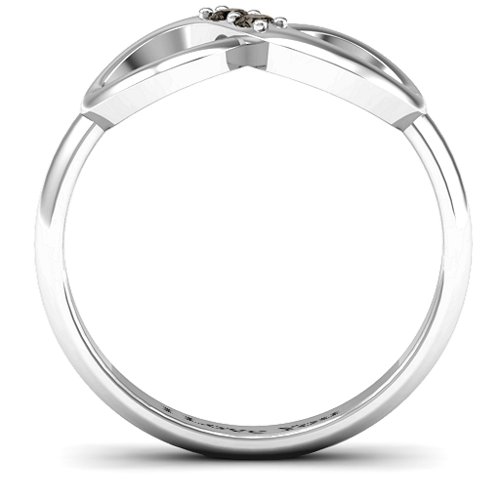 "Twosome" Infinity Ring – Sterling Silver with Smokey Quartz