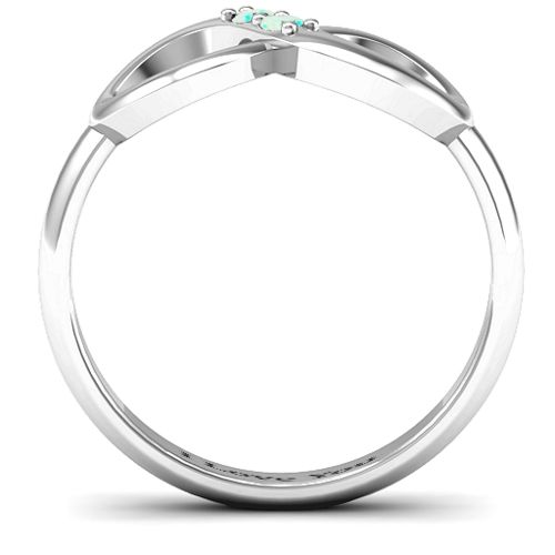 "Twosome" Infinity Ring – Sterling Silver with Opal