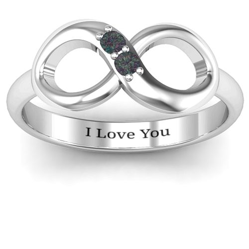 "Twosome" Infinity Ring – Sterling Silver with Alexandrite
