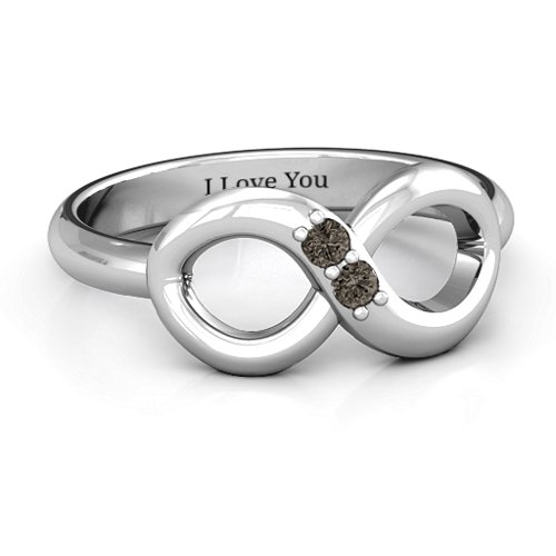 "Twosome" Infinity Ring – Sterling Silver with Smokey Quartz