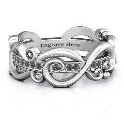 Imperative Love Infinity Ring in 925 Sterling Silver with Black Premium Zirconia