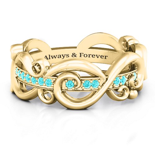 Imperative Love Infinity Ring – 9kt Yellow Gold with Mint Premium Zirconia
