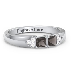 Classic 2-7 Princess Cut Ring with Accents in 925 Sterling Silver