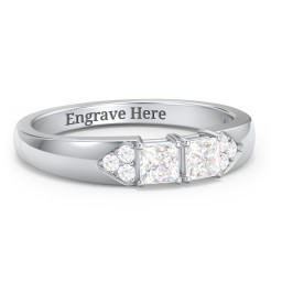 Classic 2-7 Princess Cut Ring with Accents in 925 Sterling Silver with Cubic Zirconia