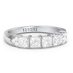 Classic 2-7 Princess Cut Ring with Accents in 925 Sterling Silver with Cubic Zirconia
