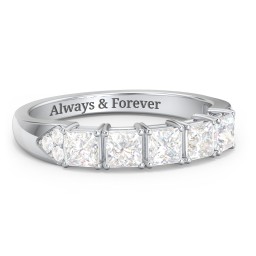 Classic 2-7 Princess Cut Ring with Accents in 925 Sterling Silver with Diamond