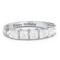 Classic 2-7 Princess Cut Ring with Accents in 925 Sterling Silver with Cubic Zirconia