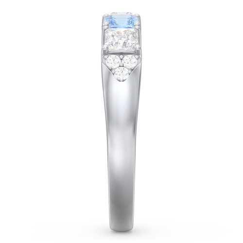Classic 2-7 Princess Cut Ring with Accents – Sterling Silver with Pink Tourmaline, Ruby, Cubic Zirconia, and Blue Topaz
