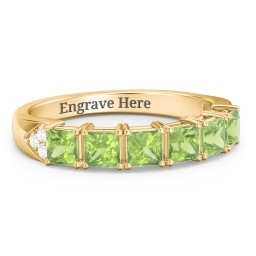 Classic 2-7 Princess Cut Ring with Accents in 9K Solid Yellow Gold with Peridot