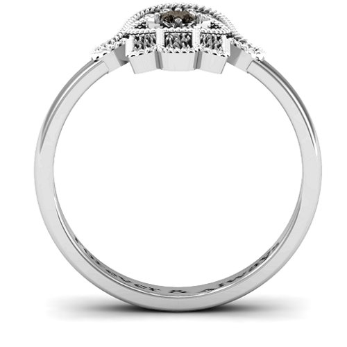 Protection Hamsa Ring – Sterling Silver with Smokey Quartz