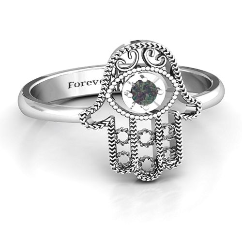 Protection Hamsa Ring – Sterling Silver with Alexandrite