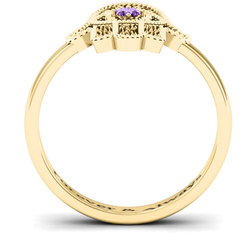 Protection Hamsa Ring – 9kt Yellow Gold with Amethyst