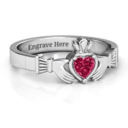 Heart Stone Claddagh Ring