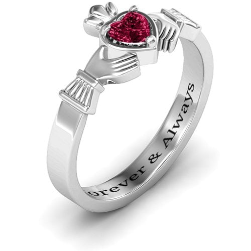 Heart Stone Claddagh Ring