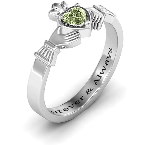 Heart Stone Claddagh Ring