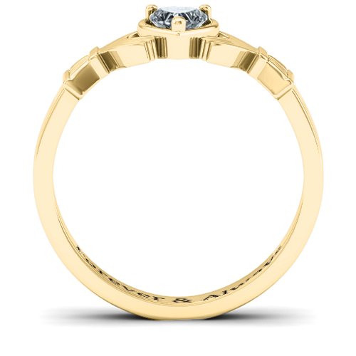 Heart Stone Claddagh Ring – 18K Gold Plated Silver with Cubic Zirconia