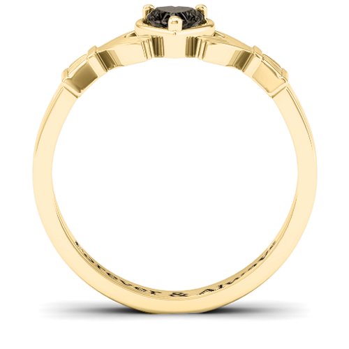 Heart Stone Claddagh Ring – 18K Gold Plated Silver with Smokey Quartz