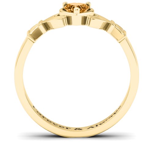Heart Stone Claddagh Ring – 18K Gold Plated Silver with Citrine