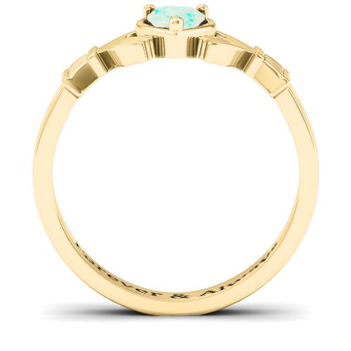 Heart Stone Claddagh Ring – 18K Gold Plated Silver with Opal