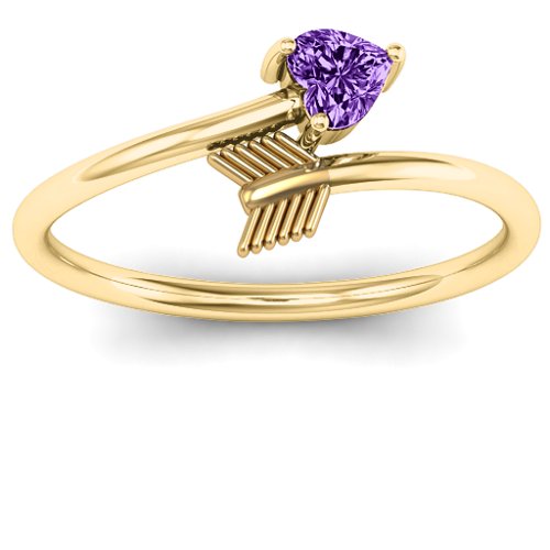 Heart & Arrow Ring – 18K Gold Plated Silver with Amethyst
