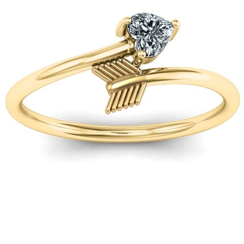 Heart & Arrow Ring – 18K Gold Plated Silver with Diamond