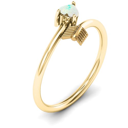Heart & Arrow Ring – 18K Gold Plated Silver with Opal