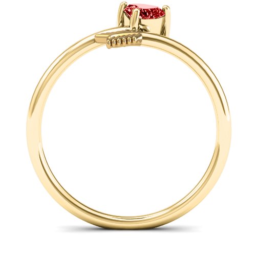Heart & Arrow Ring – 18K Gold Plated Silver with Garnet