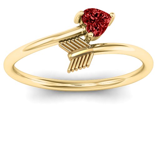 Heart & Arrow Ring – 18K Gold Plated Silver with Garnet