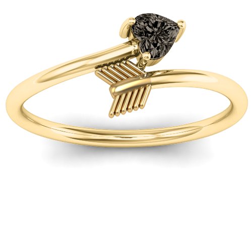 Heart & Arrow Ring – 18K Gold Plated Silver with Smokey Quartz