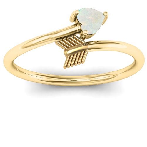 Heart & Arrow Ring – 18K Gold Plated Silver with Opal