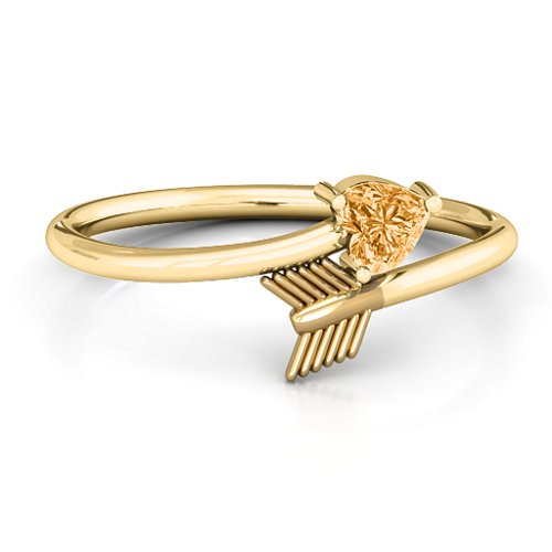 Heart & Arrow Ring – 18K Gold Plated Silver with Citrine