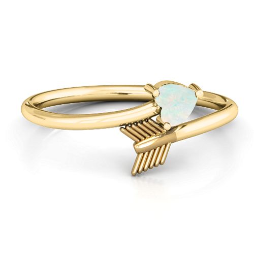Heart & Arrow Ring – 18K Gold Plated Silver with Opal