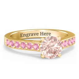 Elegant Duchess Ring with Shoulder Accents in 9K Solid Yellow Gold with Morganite and Pink Tourmaline