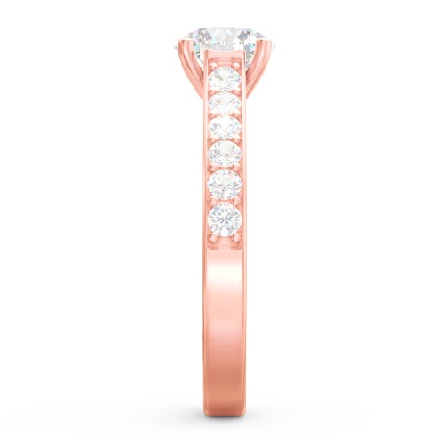 Elegant Duchess Ring with Shoulder Accents – 9kt Rose Gold with White Premium Zirconia and Cubic Zirconia
