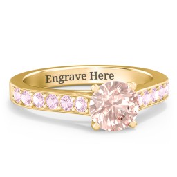 Elegant Duchess Ring with Shoulder Accents in 18K Gold Plated Silver with Morganite and Pink Tourmaline