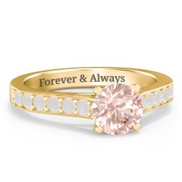 Elegant Duchess Ring with Shoulder Accents in 18K Gold Plated Silver with Morganite and Opal