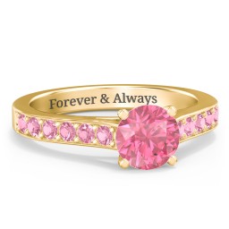 Elegant Duchess Ring with Shoulder Accents in 18K Gold Plated Silver with Morganite and Pink Tourmaline