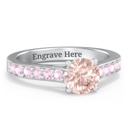 Elegant Duchess Ring with Shoulder Accents in 925 Sterling Silver with Morganite and Pink Tourmaline