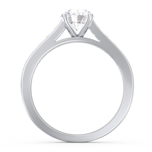 Elegant Duchess Ring with Shoulder Accents – Sterling Silver with Lab Diamond and Citrine