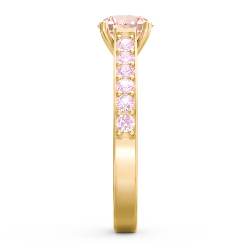 Elegant Duchess Ring with Shoulder Accents – 9kt Yellow Gold with Morganite and Pink Tourmaline