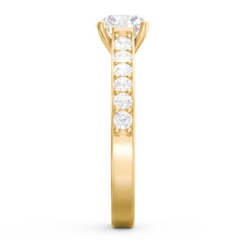 Elegant Duchess Ring with Shoulder Accents – 9kt Yellow Gold with White Premium Zirconia and Cubic Zirconia