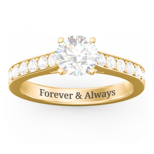 Elegant Duchess Ring with Shoulder Accents – 9kt Yellow Gold with White Premium Zirconia and Cubic Zirconia