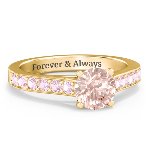 Elegant Duchess Ring with Shoulder Accents – 9kt Yellow Gold with Morganite and Pink Tourmaline