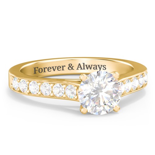 Elegant Duchess Ring with Shoulder Accents – 9kt Yellow Gold with White Premium Zirconia and Cubic Zirconia