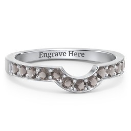 U-Shape Shadow Ring in 925 Sterling Silver with Smokey Quartz