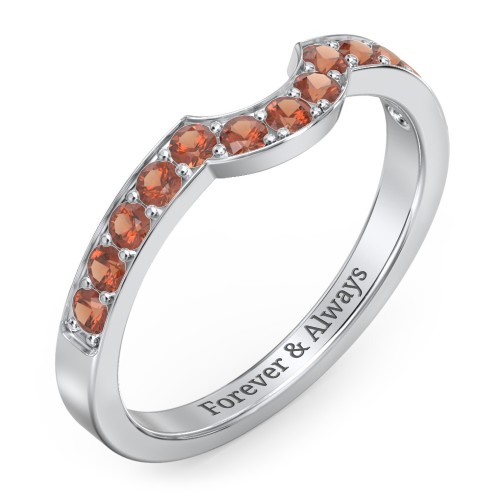 U-Shape Shadow Ring – Sterling Silver with Garnet