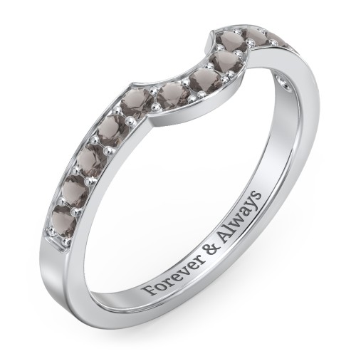 U-Shape Shadow Ring – Sterling Silver with Smokey Quartz