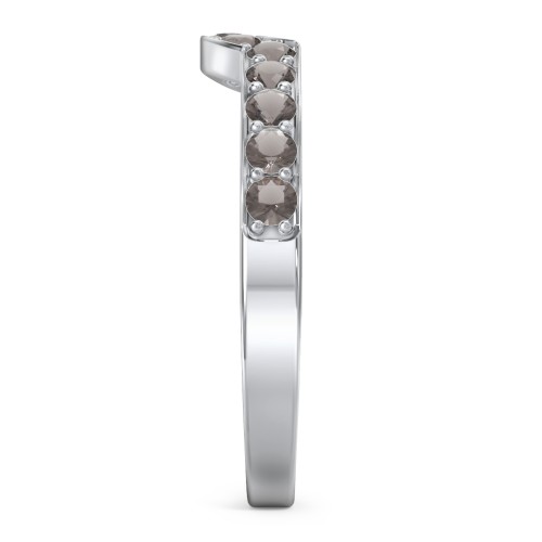 U-Shape Shadow Ring – Sterling Silver with Smokey Quartz