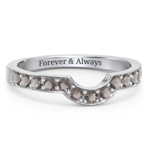 U-Shape Shadow Ring – Sterling Silver with Smokey Quartz